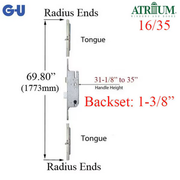 ATRIUM 35/92 TONGUE VERSION MULTIPOINT LOCK REPLACEMENT FOR OLD STYLE GU TRIPACT LOCK